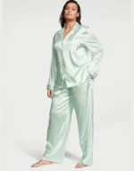طقم بيجاما طويلة من الساتان فيكتوريا سيكريت Mint green